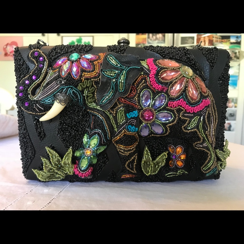 Mary Frances Black “Elephant Flowers” Shoulder Bag